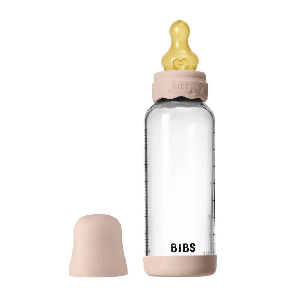BIBS Glass boheme baby bottle latex 240 ml blush- Sutteflasker