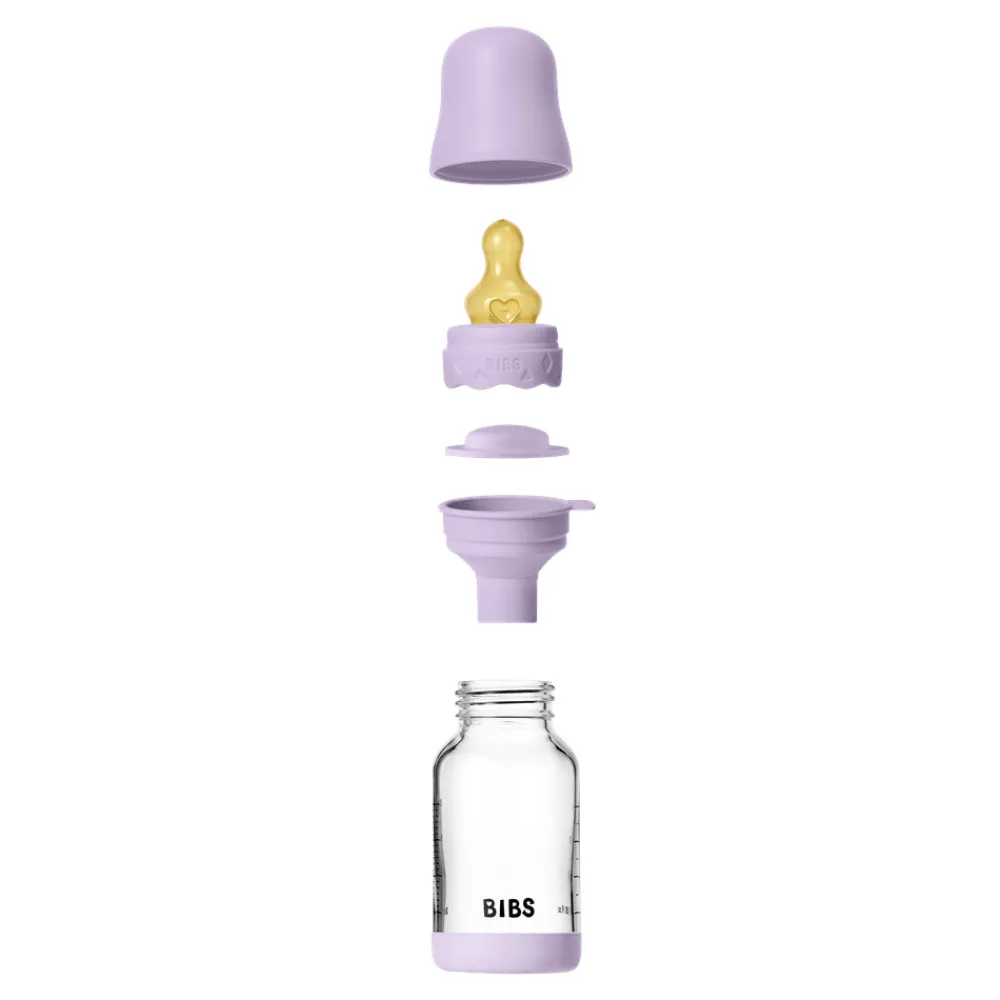 BIBS Glass boheme baby bottle latex 120 ml violet sky- Sutteflasker