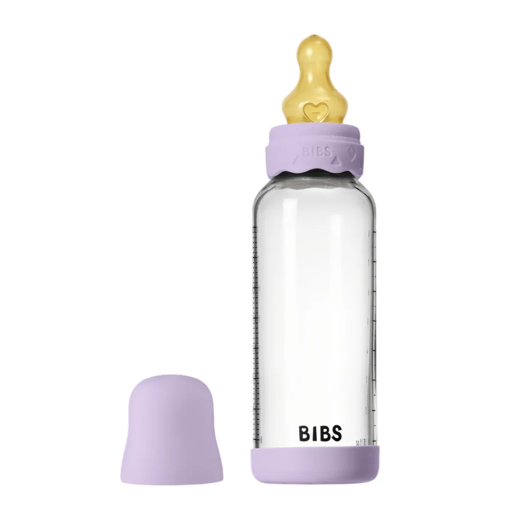 BIBS Glass boheme baby bottle latex 240 ml violet sky- Sutteflasker