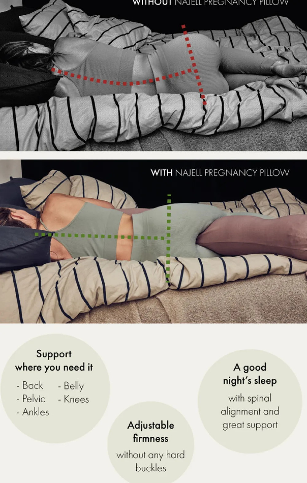 Najell Graviditetspude - linen beige-Børn Graviditetspuder