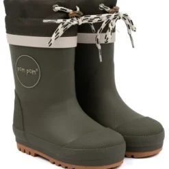 Pompom Gum støvle thermo - Hunter green- Lange Termostøvler