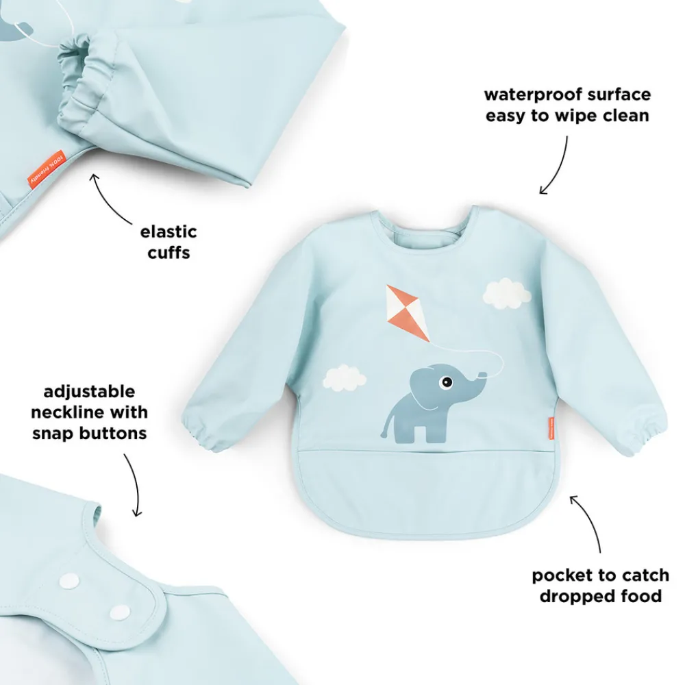 Done By Deer Hagesmæk m/ærmer og lomme Playground Blå- Hagesmække