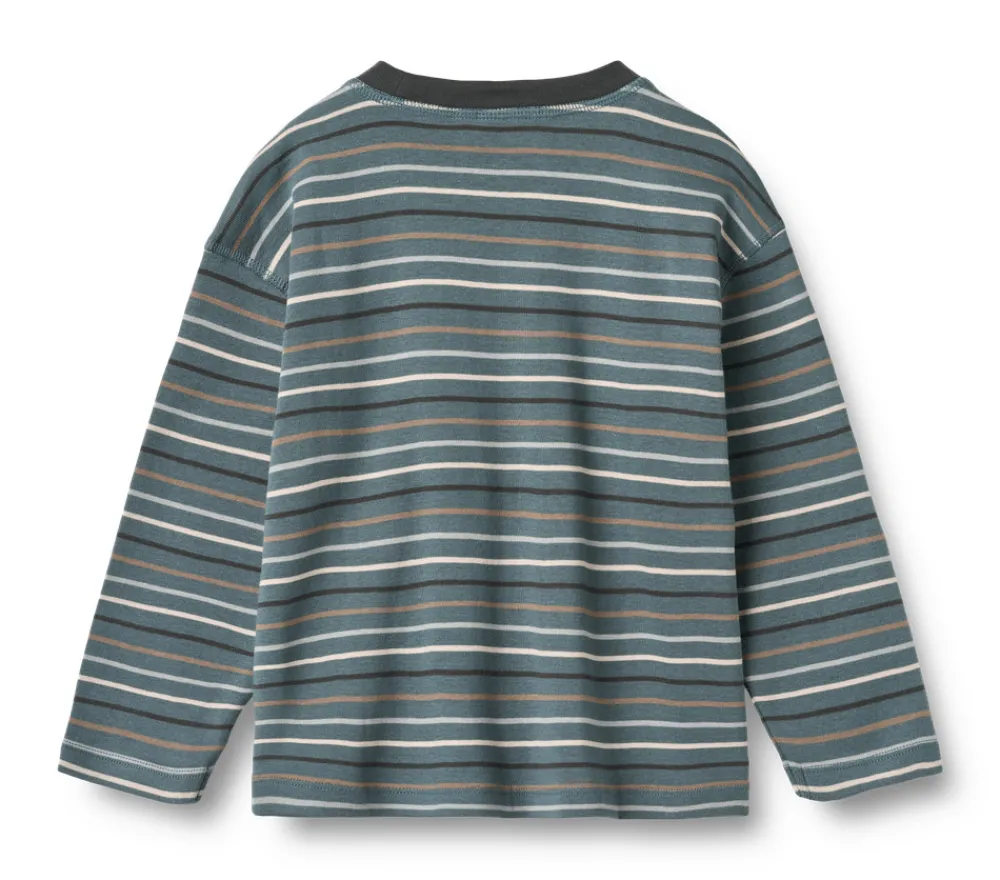 Wheat Hans T-shirt Langærmet - Blue multi stripe- Bluser