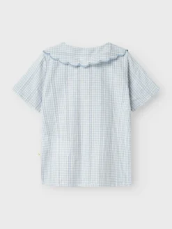 Lil' Atelier Hazelle kortærmet løs skjorte - ZEN BLUE- Skjorter