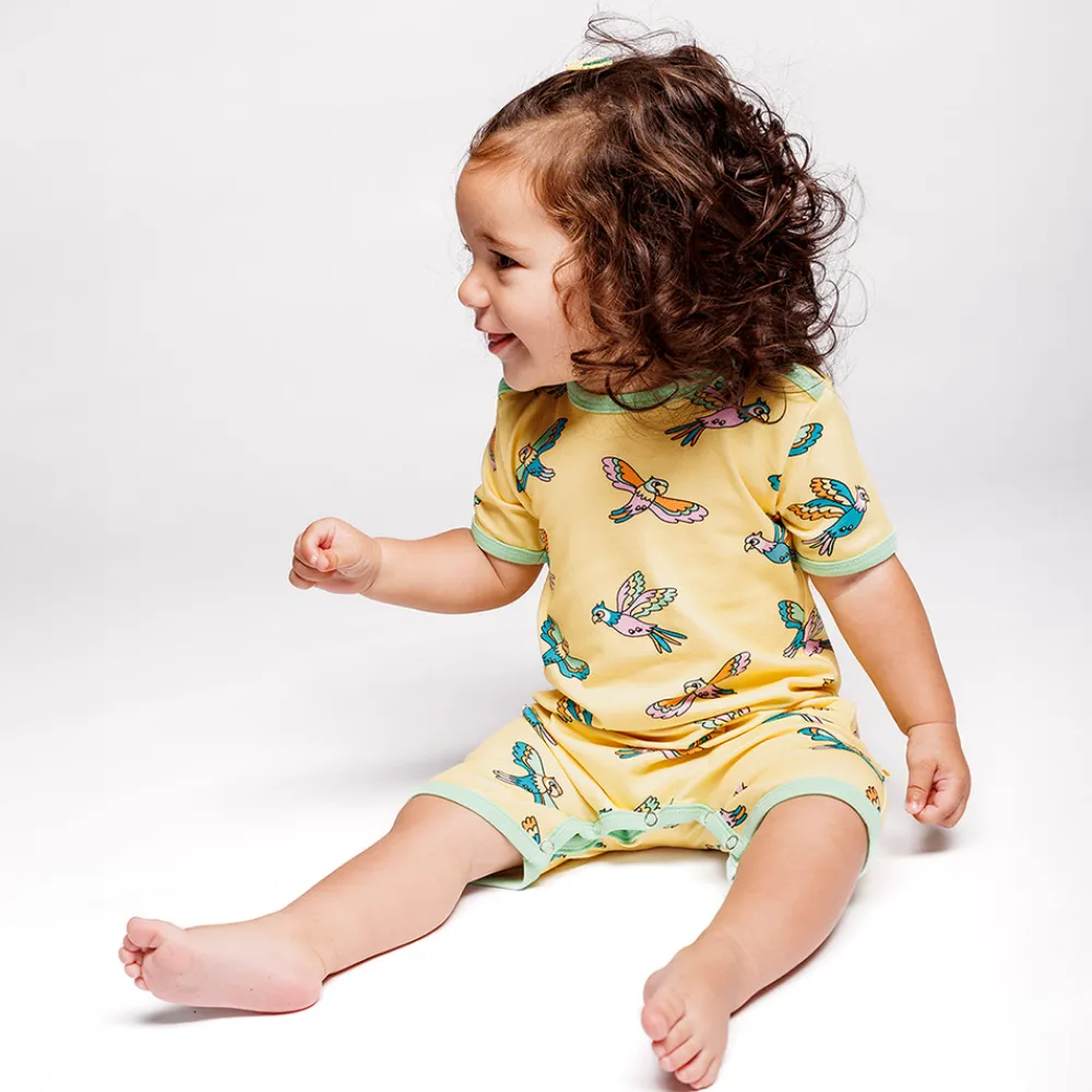 Småfolk Heldragt kortærmet - Custard- Bodystocking Kortærmet