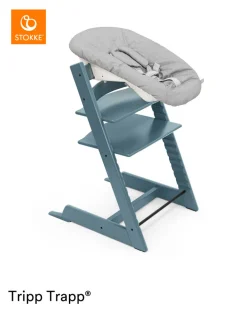 Tripp Trapp® Højstol bøg inkl. newborn sæt - fjord blå-Børn Højstole Med Tilbehør