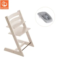Tripp Trapp® Højstol bøg inkl. newborn sæt - whitewash-Børn Højstole Med Tilbehør