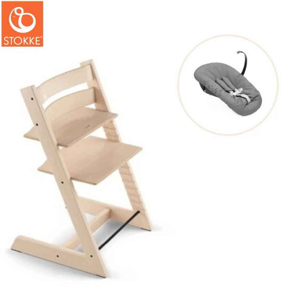 Tripp Trapp® Højstol bøg inkl. newborn sæt - Natur-Børn Højstole Med Tilbehør
