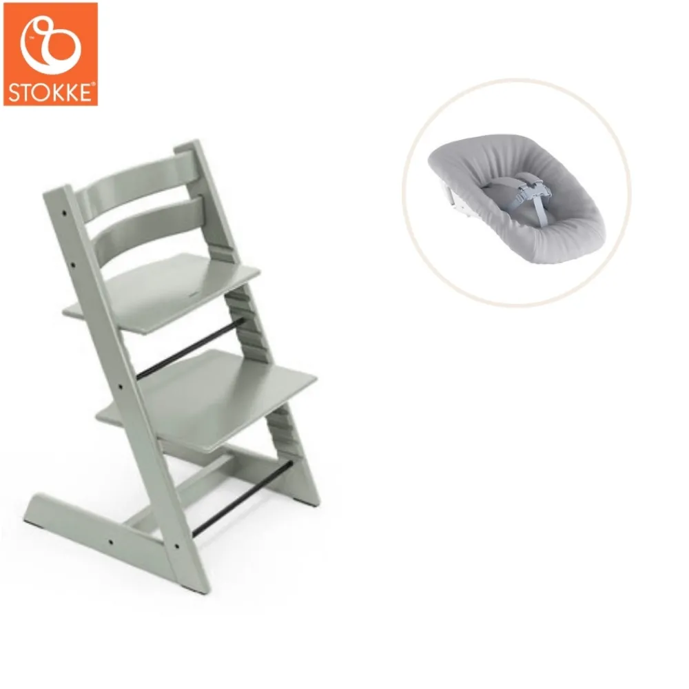 Tripp Trapp® Højstol bøg inkl. newborn sæt - glacier green-Børn Højstole Med Tilbehør