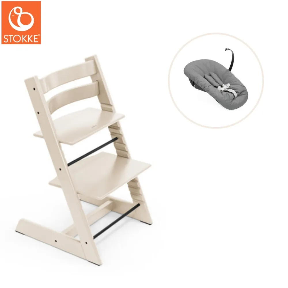 Tripp Trapp® Højstol bøg inkl. newborn sæt - Vanilla white-Børn Højstole Med Tilbehør