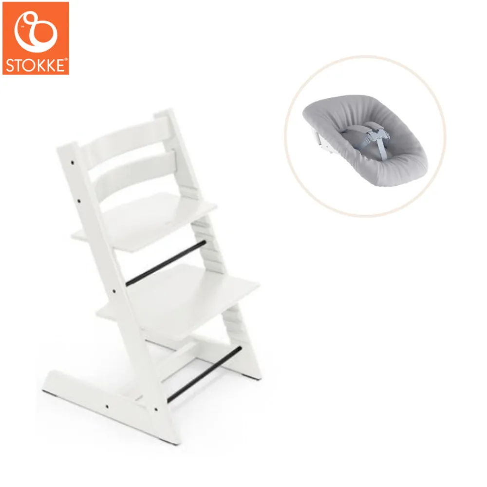 Tripp Trapp® Højstol bøg inkl. newborn sæt - hvid-Børn Højstole Med Tilbehør