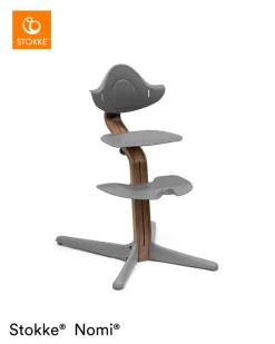 Stokke Nomi Højstol eg - walnut grey inkl. babysæt-Børn Højstole Med Tilbehør