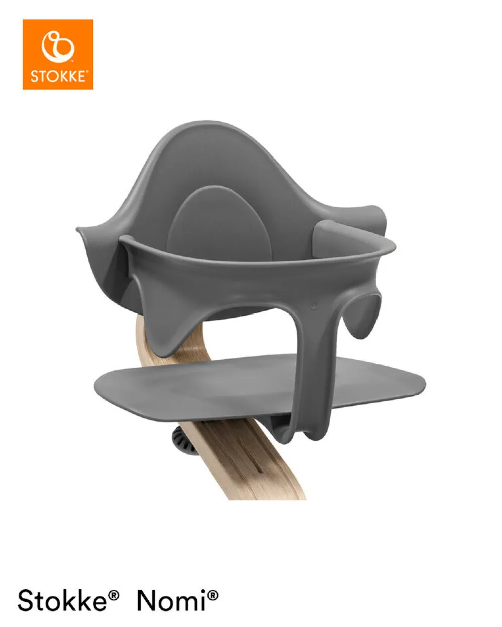 Stokke Nomi Højstol eg - walnut grey inkl. babysæt-Børn Højstole Med Tilbehør