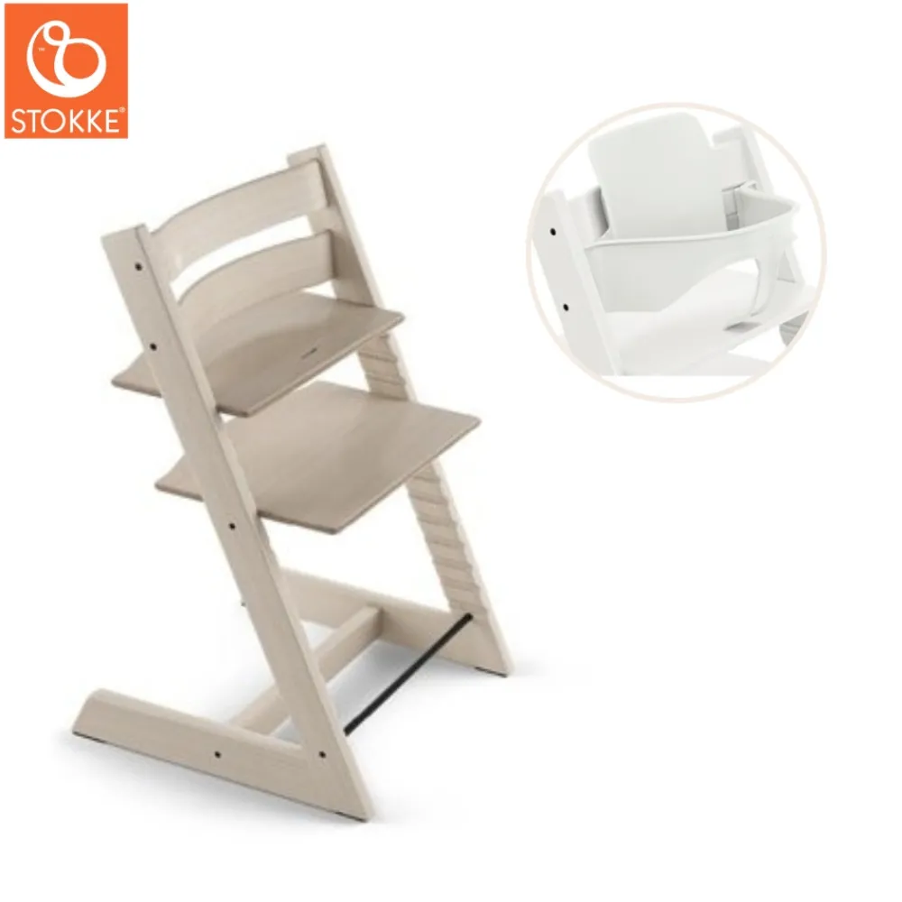 Tripp Trapp® Højstol inkl. babysæt - whitewash-Børn Højstole Med Tilbehør