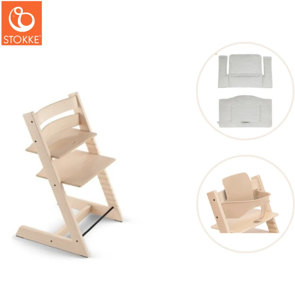 Tripp Trapp® Højstol inkl. babysæt og hynde - natur-Børn Højstole Med Tilbehør