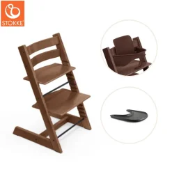 Stokke® / Tripp Trapp® Højstol inkl. babysæt og tray - Warm brown-Børn Højstole Med Tilbehør