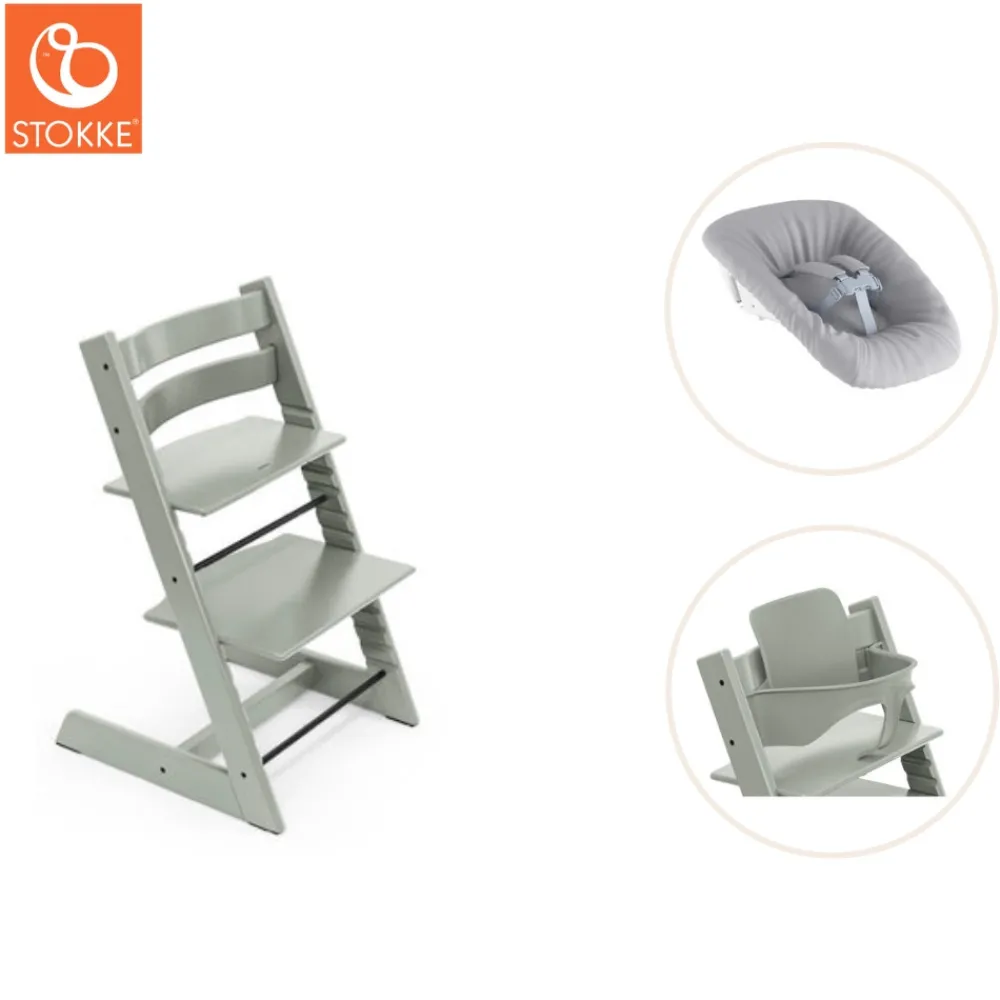 Tripp Trapp® Højstol inkl. newborn sæt og babysæt - glacier green-Børn Højstole Med Tilbehør