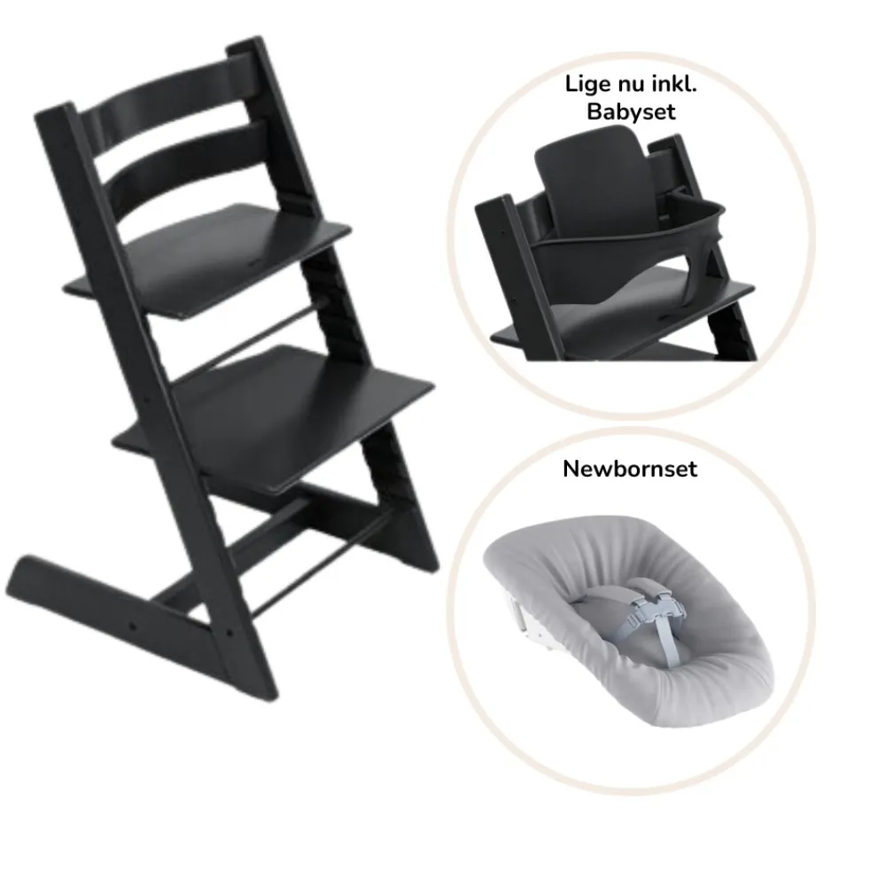 Tripp Trapp® Højstol inkl. newborn sæt og babysæt- sort-Børn Højstole Med Tilbehør
