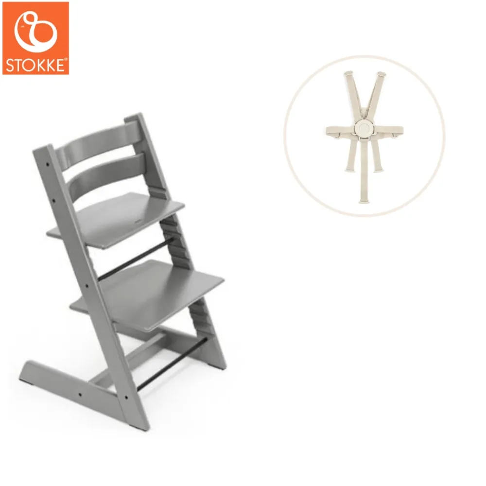 Tripp Trapp® Højstol inkl. sele - storm grå-Børn Højstole Med Tilbehør
