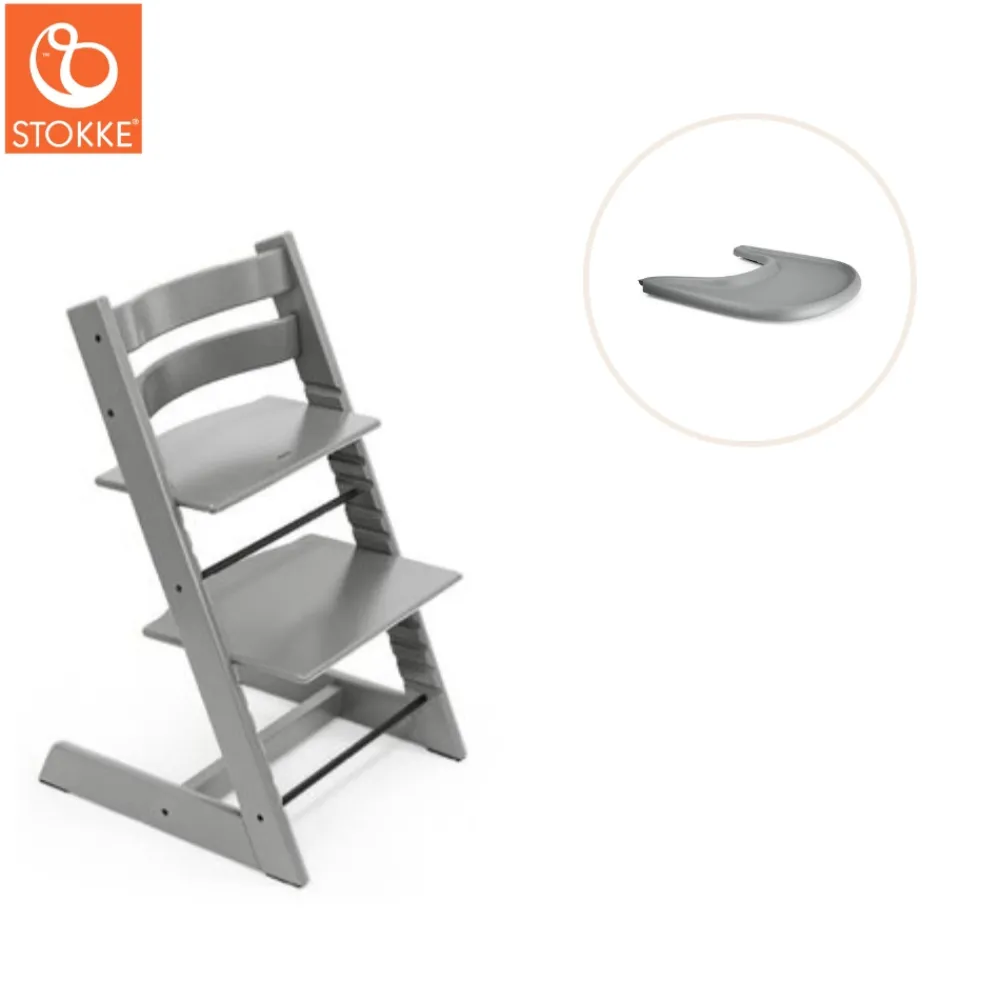 Stokke® / Tripp Trapp® Højstol inkl. tray - storm grå/grå-Børn Højstole Med Tilbehør