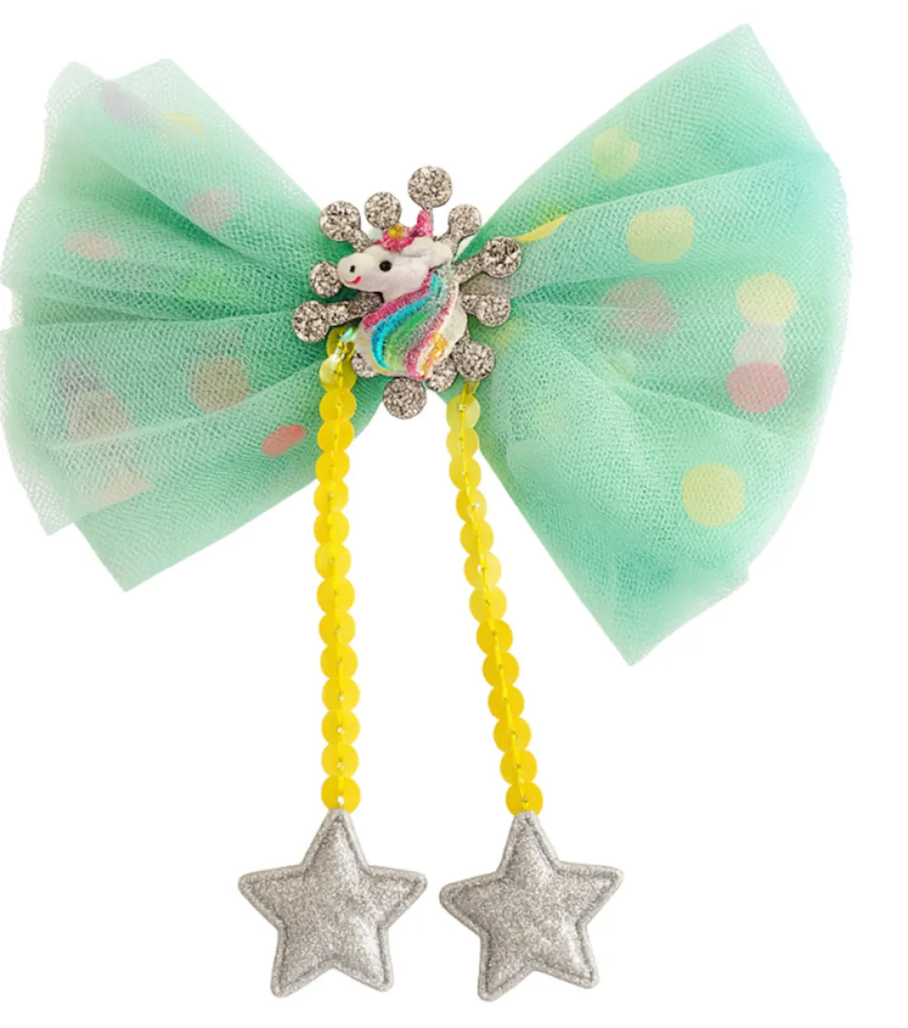 Ella & Monster Hårclips Big Unicorn Bow Green- Festtøj & Tilbehør
