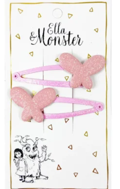 Ella & Monster Hårclips Pink Butterfly- Festtøj & Tilbehør