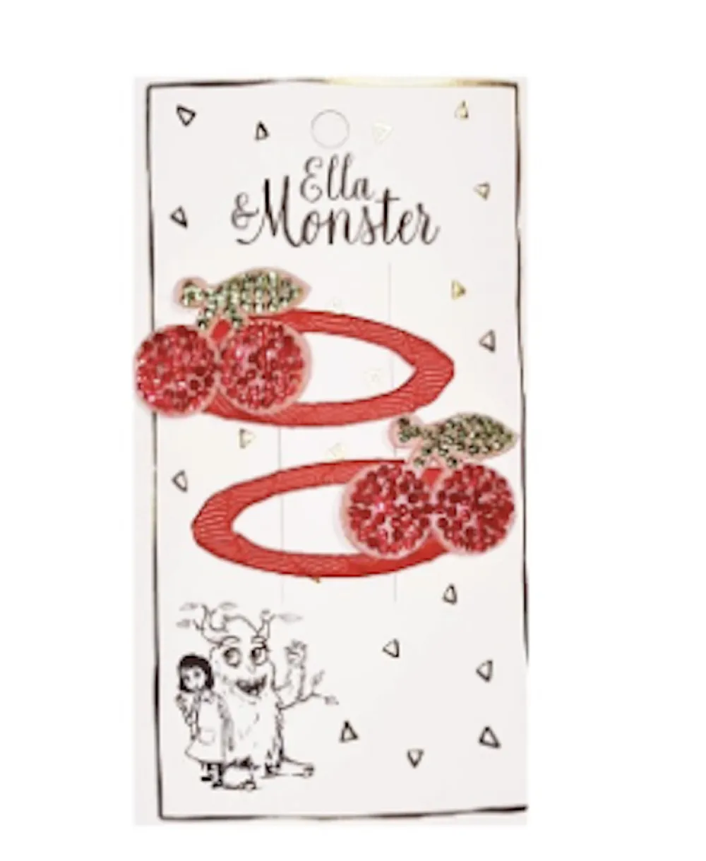 Ella & Monster Hårclips Sparkeling Cherry- Festtøj & Tilbehør
