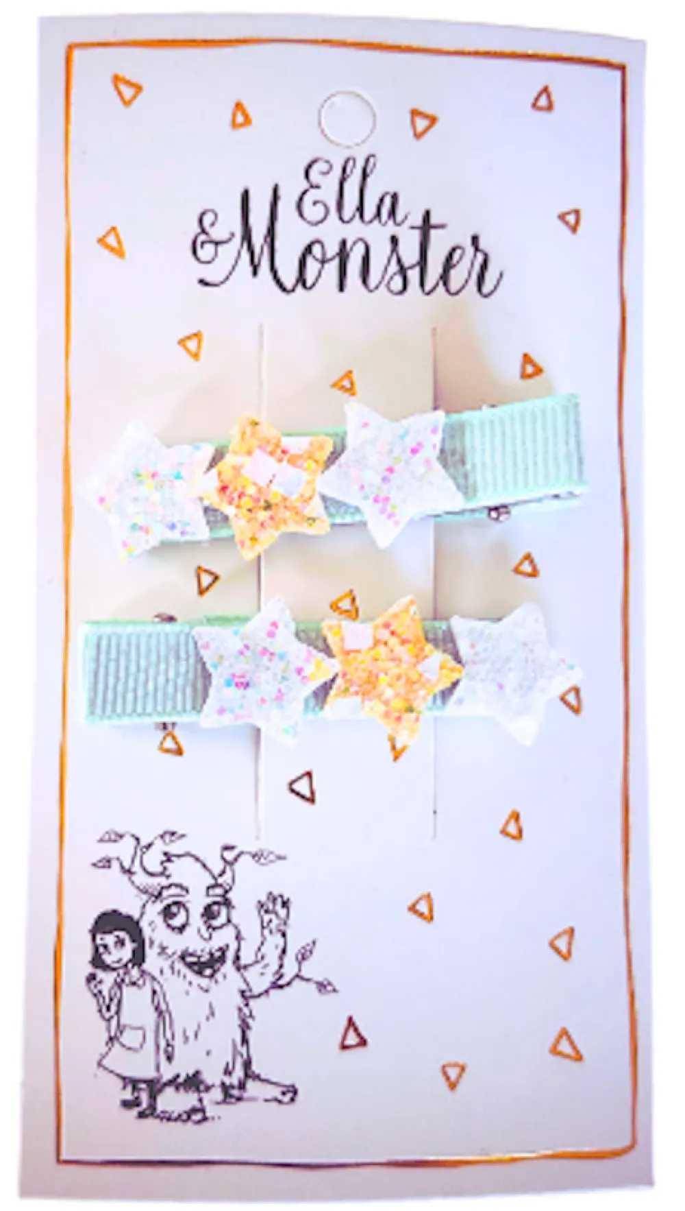 Ella & Monster Hårclips Sparkle Star Line Green- Festtøj & Tilbehør