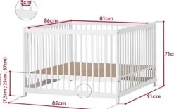 Hoppekids IDA-MARIE Kravlegård - hvid-Børn Rejsesenge & Kravlegårde