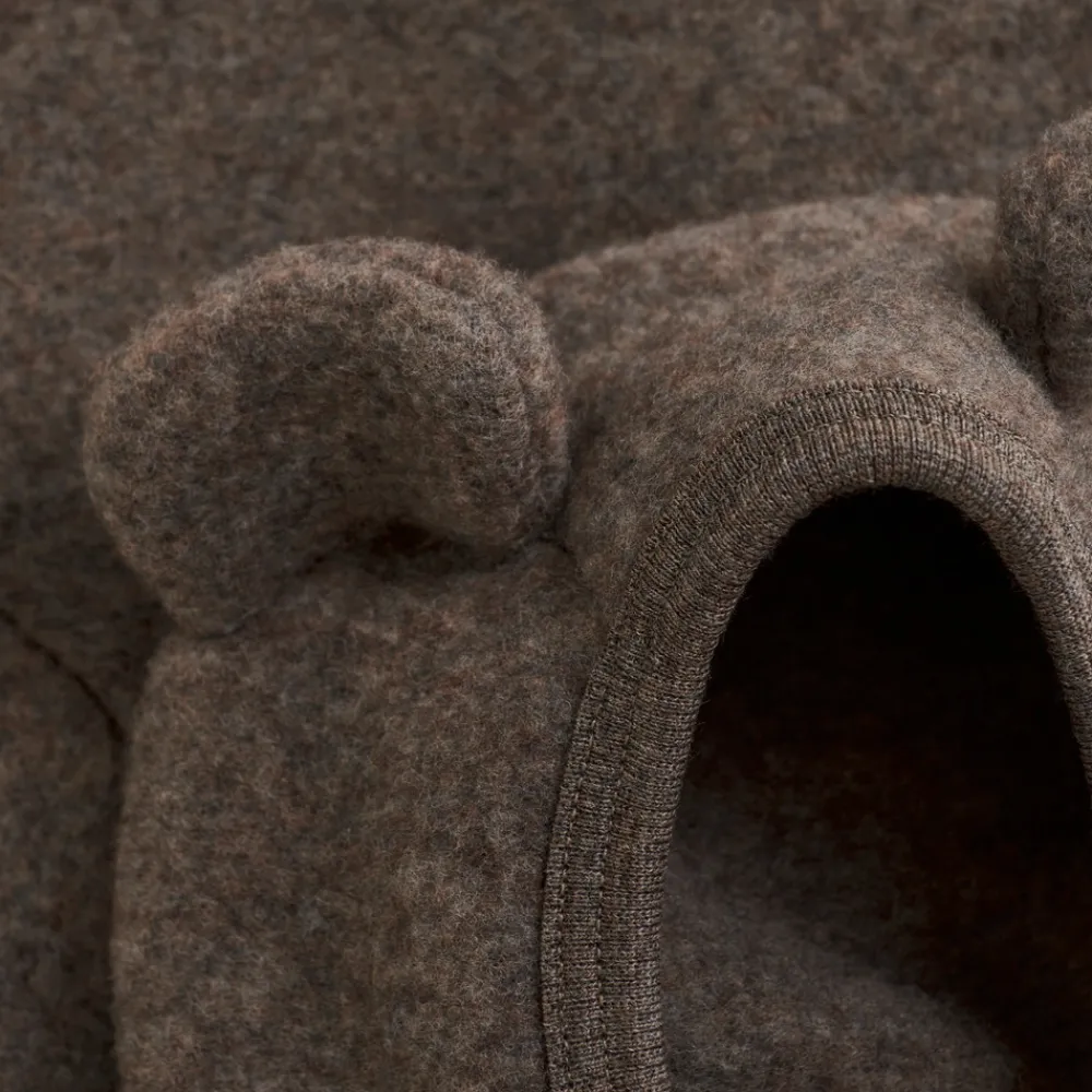 HUTTEliHUT Jakke Ører Uld Fleece - Brown Melange- Uldoverdele