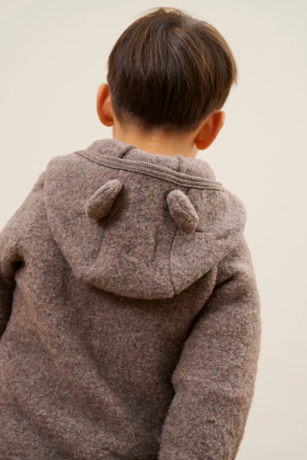 HUTTEliHUT Jakke Ører Uld Fleece - Brown Melange- Uldoverdele