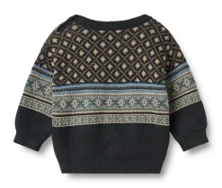 Wheat Julius Jacquard Pullover - Navy- Cardigans, Veste & Trøjer