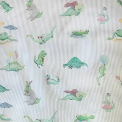 All By Voss Junior sengetøj, Dino Green/Beige 100x140 cm-Børn Sengetøj