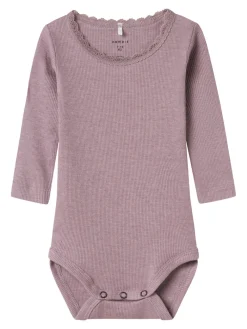 NAME IT Kab langærmet boby - Elderberry- Bodystocking Langærmet