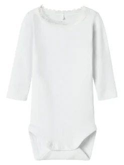 NAME IT Kab langærmet body - Bright white- Bodystocking Langærmet