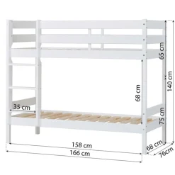 Hoppekids Køjeseng inkl. bund, Eco comfort 70x160 cm. - Hvid-Børn Juniorsenge
