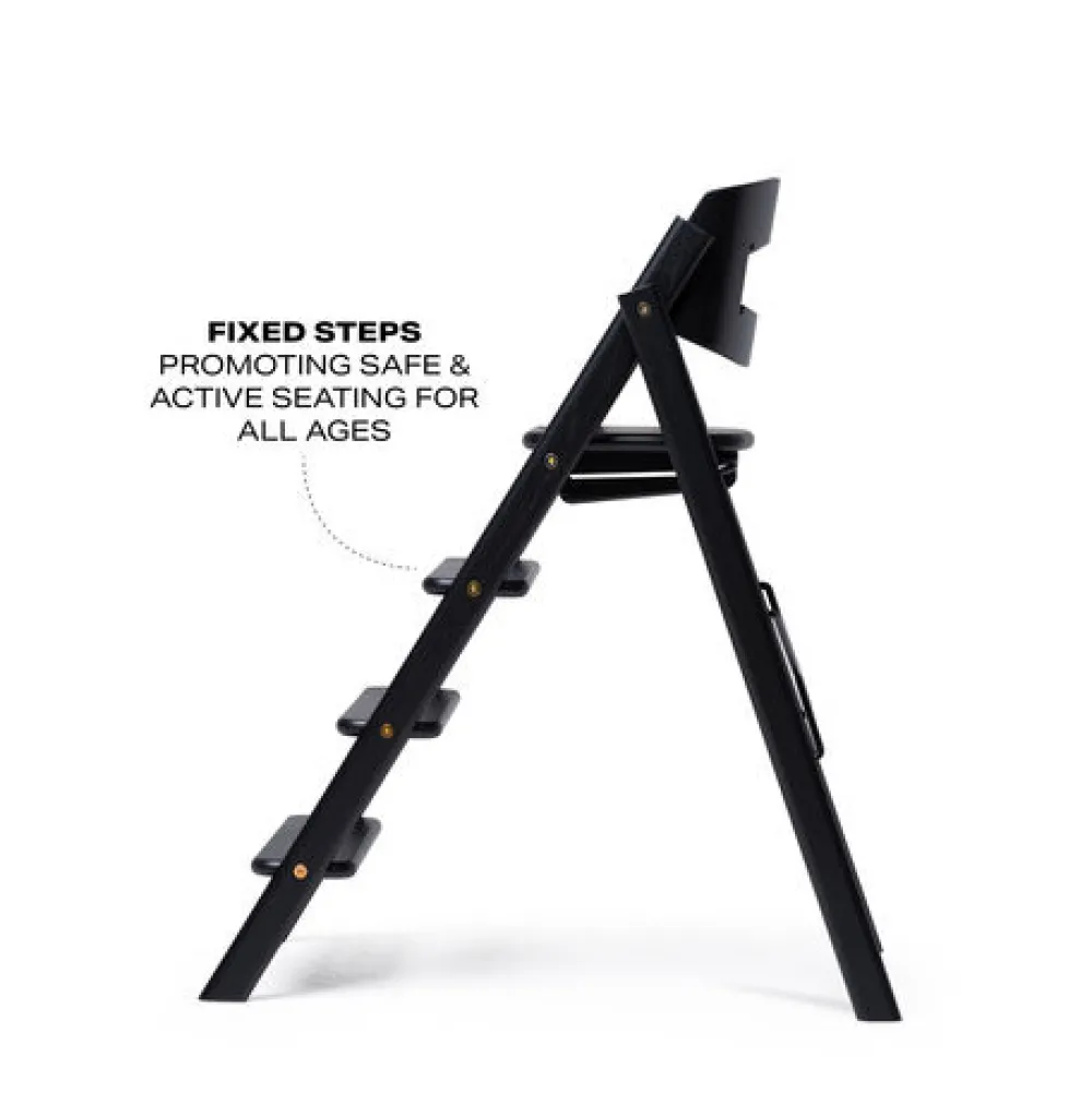 KAOS Klapp højstol foldbar eg inkl. pude - sort-Børn Højstole Med Tilbehør