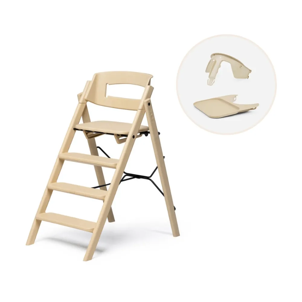 KAOS Klapp højstol genbrugsplast inkl. bøjle og bakke - Sand-Børn Højstole Med Tilbehør