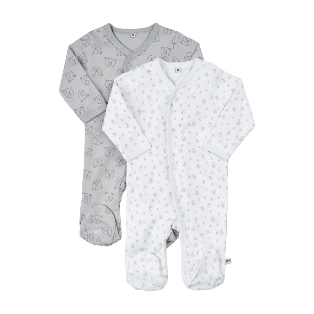 Pippi Knappet Natdragt Med Fod 2-Pak - 190- Multipack|Natdragter