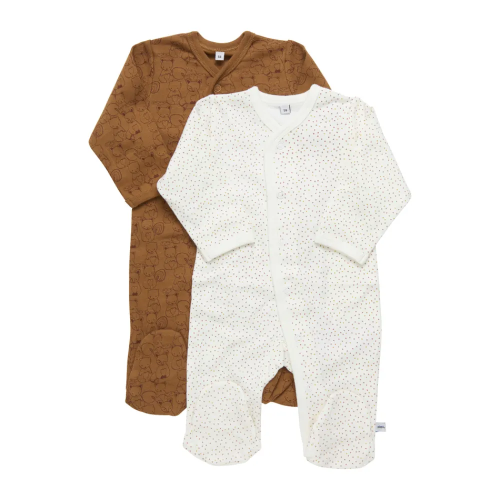 Pippi Knappet Natdragt Med Fod 2-Pak - 384- Multipack|Natdragter