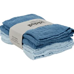 Pippi Øko Stofbleer (4-pak) - Lyseblå/Blå-Børn Stofbleer & Klude|Stofbleer