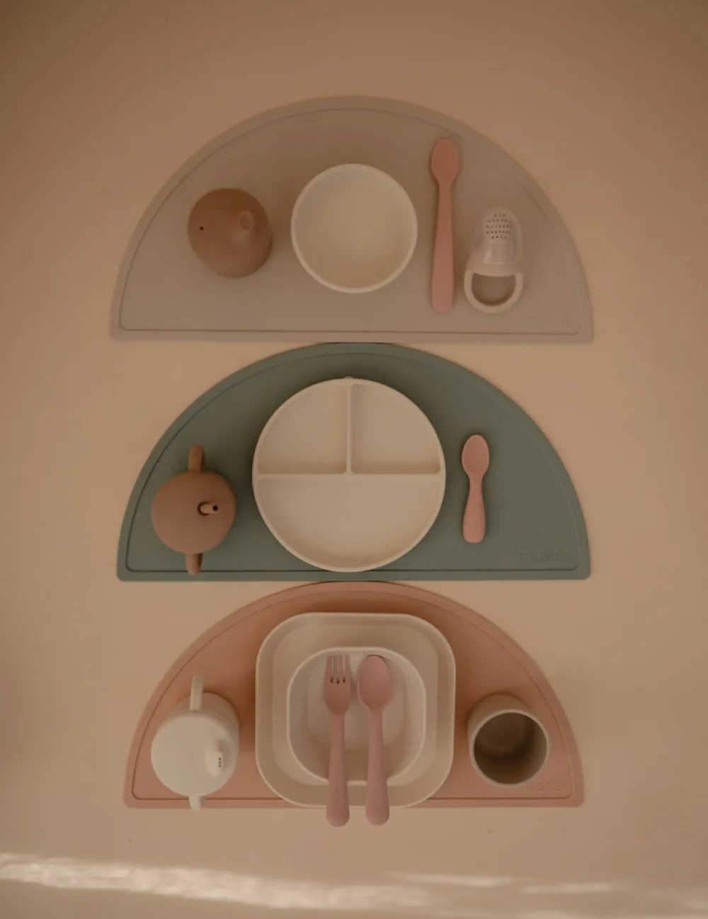 MUSHIE Korte Babyskeer 2-Pak - Blush/Shifting Sand- Service|Bestik