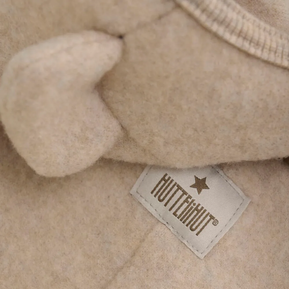 HUTTEliHUT Køredragt m. ører Uld Fleece - Camel Melange- Køredragter|Ulddragter