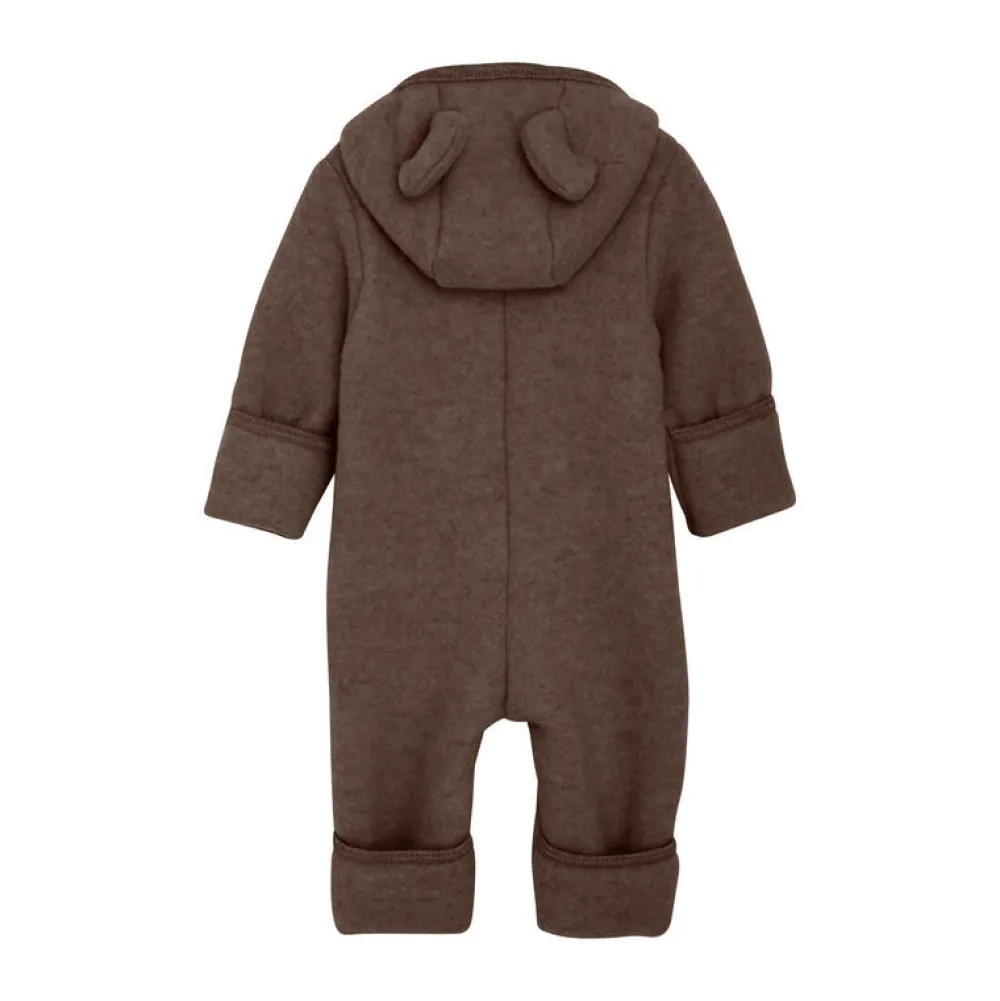 HUTTEliHUT Køredragt m. ører Uld Fleece - Brown Melange- Køredragter|Ulddragter