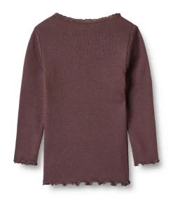 Wheat Lace Rib Langærmet T-Shirt- Bluser