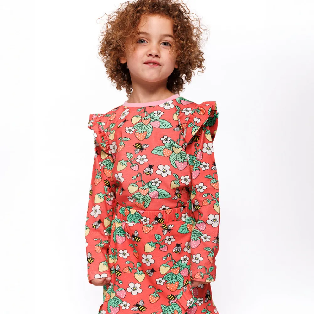 Småfolk Langærmet bluse med jordbær - 534- Bluser