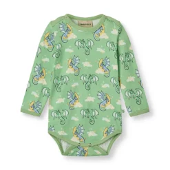 Småfolk Langærmet body med sovende drager - 827- Bodystocking Langærmet
