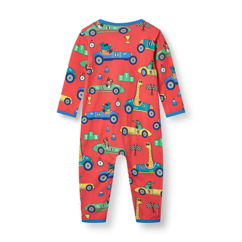 Småfolk Langærmet heldragt med racer biler - 534- Heldragter U. Fod