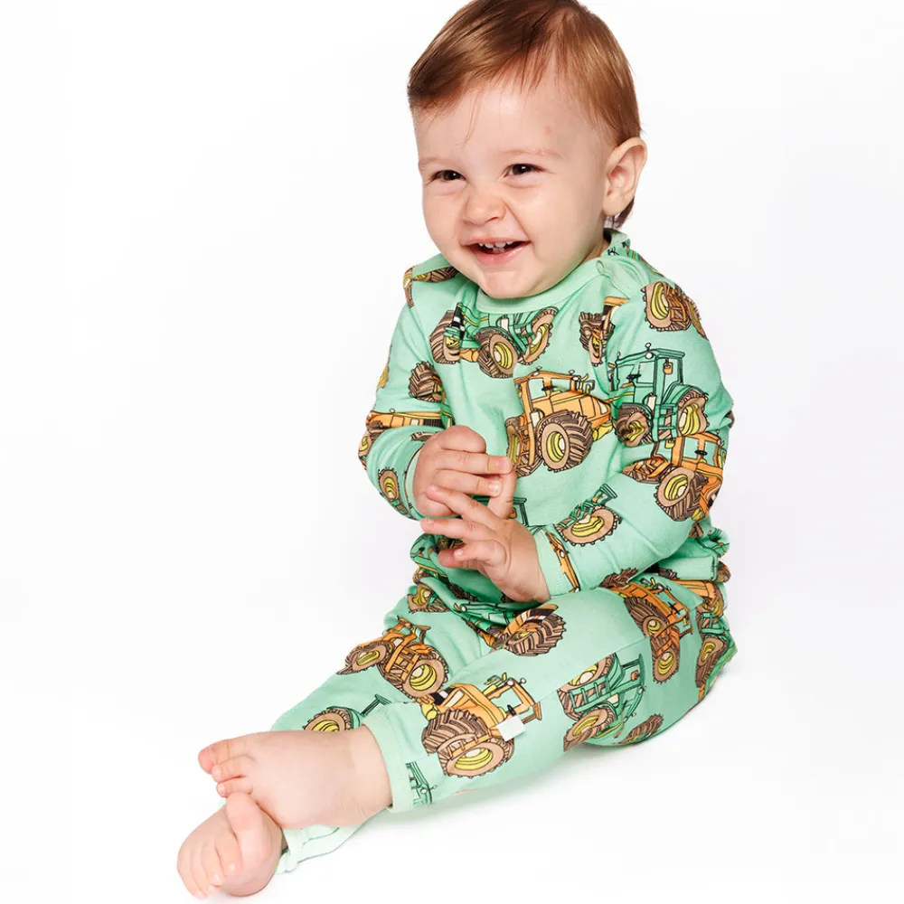 Småfolk Langærmet heldragt med traktorer - 828- Heldragter U. Fod