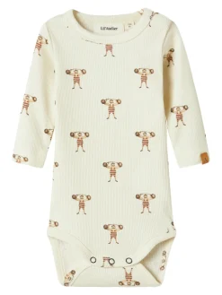 Lil' Atelier Lavo Enk Langærmet Body - Turtledove- Bodystocking Langærmet